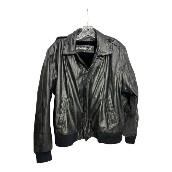 U2 Wear Me Out Black Leather Bomber Style Jacket SIZE 42 Removable LINER - Picture 1 of 8